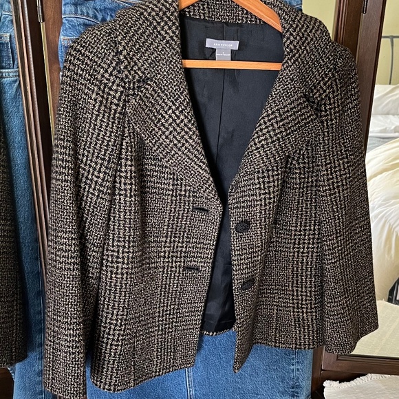 VTG Ann Taylor 100% Virgin Wool Window Plaid Jacket - Picture 7 of 13